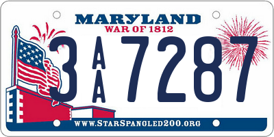 MD license plate 3AA7287