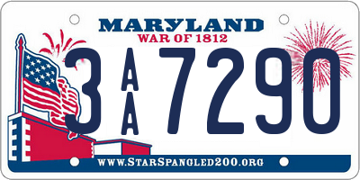 MD license plate 3AA7290