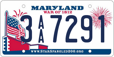 MD license plate 3AA7291