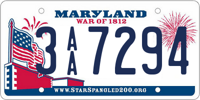 MD license plate 3AA7294