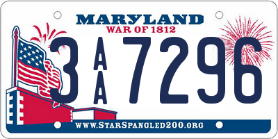 MD license plate 3AA7296