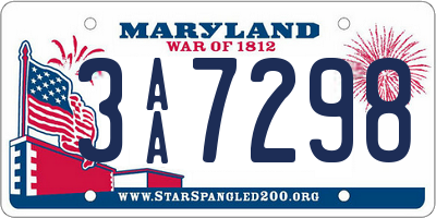 MD license plate 3AA7298