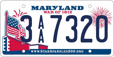 MD license plate 3AA7320