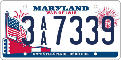 MD license plate 3AA7339