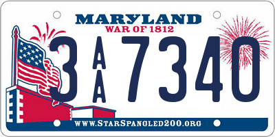 MD license plate 3AA7340