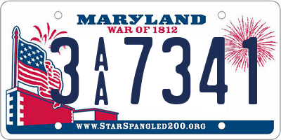 MD license plate 3AA7341