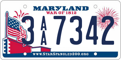 MD license plate 3AA7342