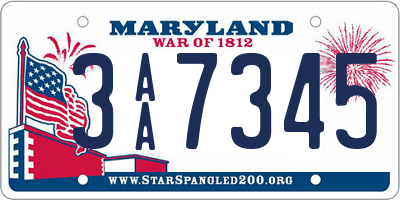 MD license plate 3AA7345