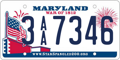 MD license plate 3AA7346