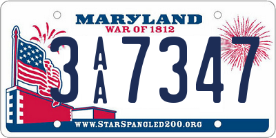 MD license plate 3AA7347