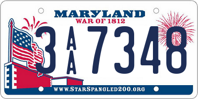 MD license plate 3AA7348