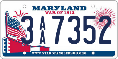 MD license plate 3AA7352