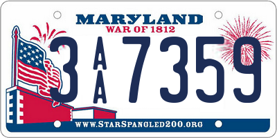 MD license plate 3AA7359