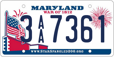 MD license plate 3AA7361