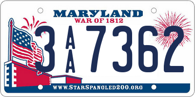 MD license plate 3AA7362