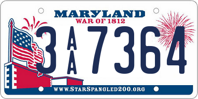 MD license plate 3AA7364