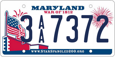 MD license plate 3AA7372