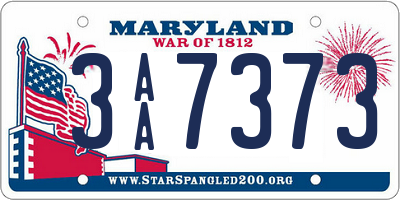 MD license plate 3AA7373