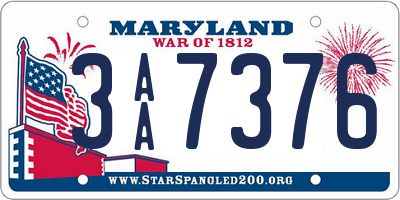 MD license plate 3AA7376