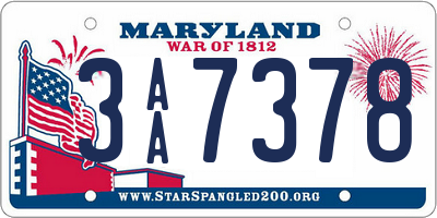 MD license plate 3AA7378