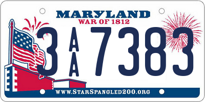 MD license plate 3AA7383