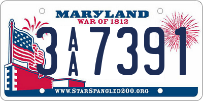 MD license plate 3AA7391