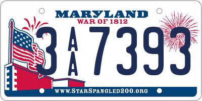 MD license plate 3AA7393