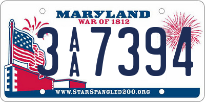 MD license plate 3AA7394