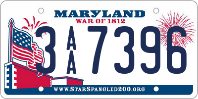 MD license plate 3AA7396