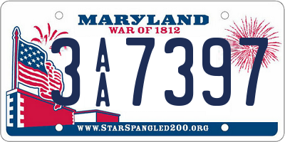 MD license plate 3AA7397