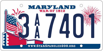MD license plate 3AA7401