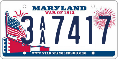 MD license plate 3AA7417