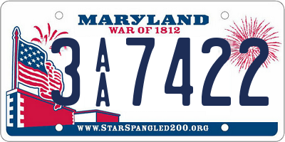 MD license plate 3AA7422
