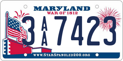 MD license plate 3AA7423