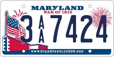 MD license plate 3AA7424