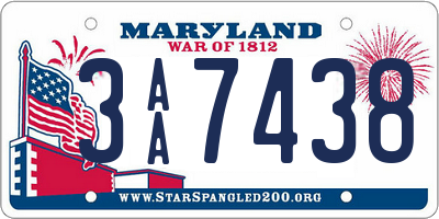 MD license plate 3AA7438