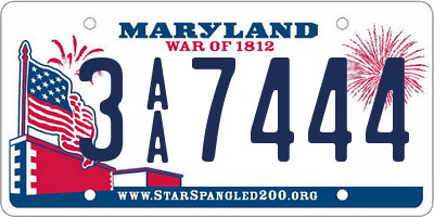 MD license plate 3AA7444