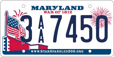 MD license plate 3AA7450