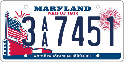 MD license plate 3AA7451