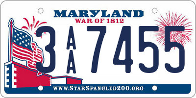 MD license plate 3AA7455