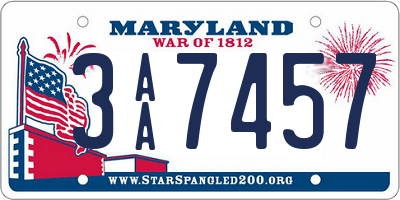 MD license plate 3AA7457