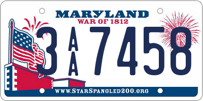 MD license plate 3AA7458