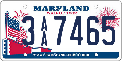 MD license plate 3AA7465