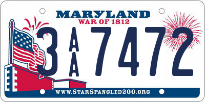 MD license plate 3AA7472