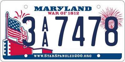 MD license plate 3AA7478