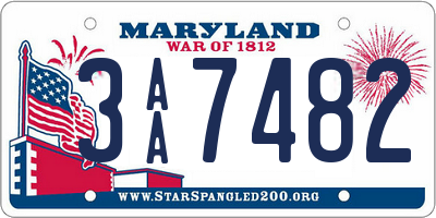 MD license plate 3AA7482