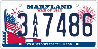 MD license plate 3AA7486