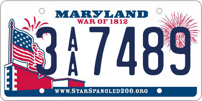 MD license plate 3AA7489