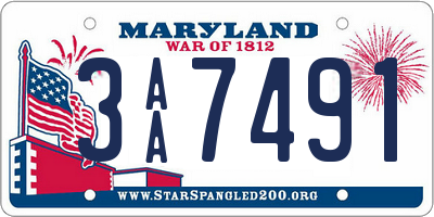 MD license plate 3AA7491