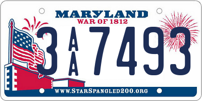 MD license plate 3AA7493